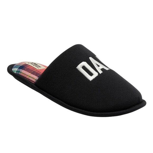Dluxe Dearfoams Dad Life Slippers Black Plaid Cozy Slip On Mens Slippers M 9/10 - Picture 5 of 5